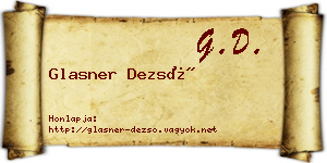 Glasner Dezső névjegykártya